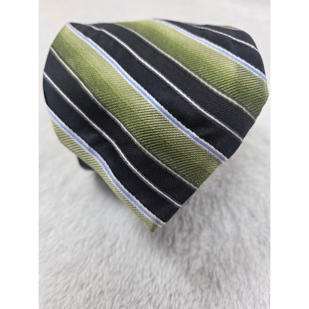 Saddlebred XL Long Silk Tie Green Black Stripe Extra Long 100% Silk Classic - Picture 4 of 10